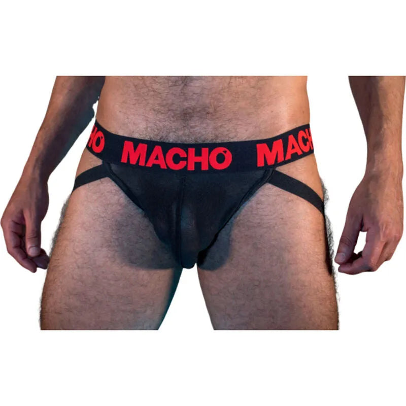 Jockstrap semi-transparent élastique noir rouge maintien sensualité style