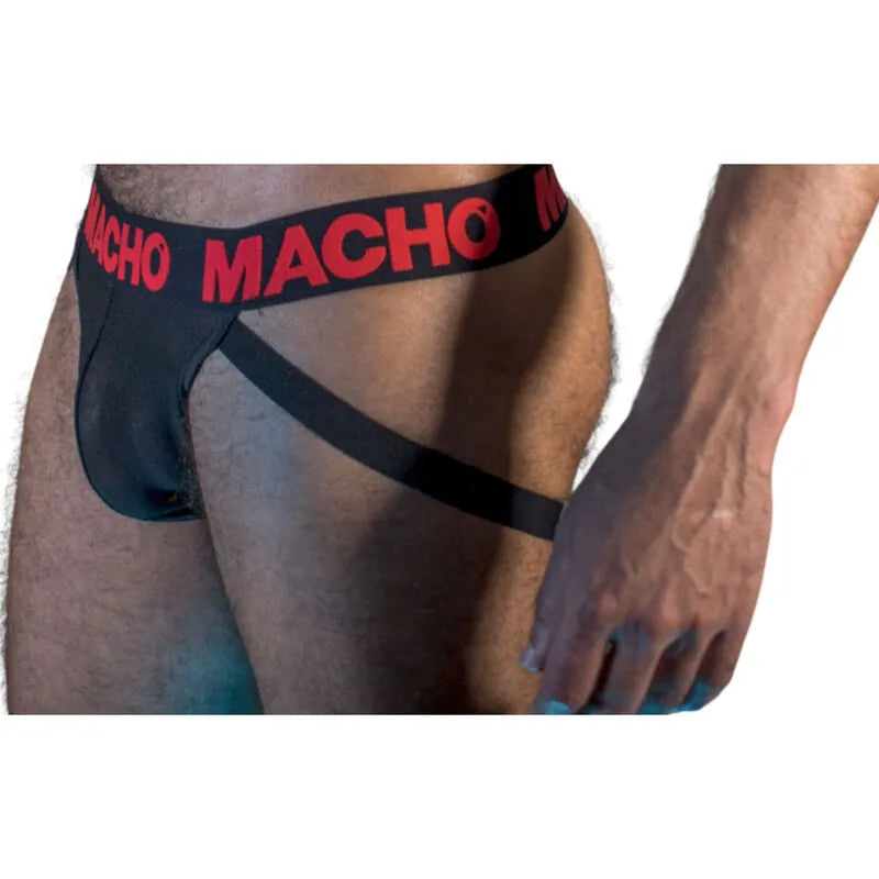Jockstrap semi-transparent élastique noir rouge maintien sensualité style