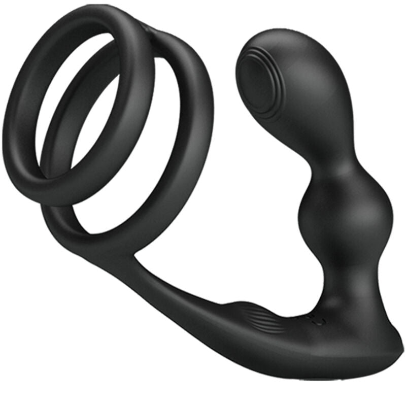 Cockring Vibrant Avec Plug Anal Télécommandé En Silicone