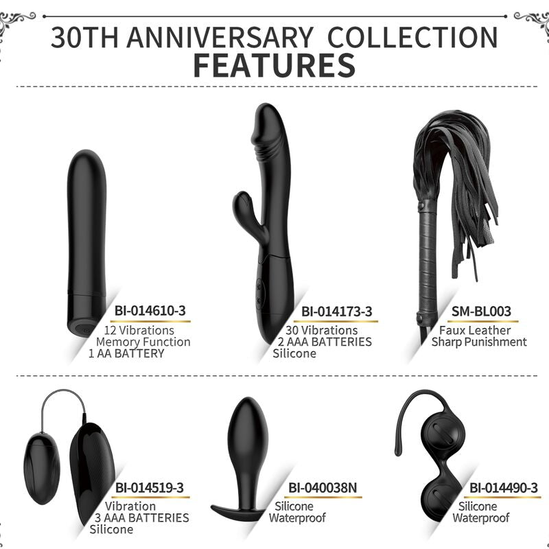 Vibromasseur Silicone Noir 30 Fonctions Anniversaire