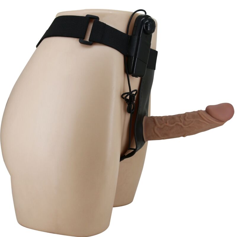 Gode Ceinture Vibrant Silicone Marron Imperméable