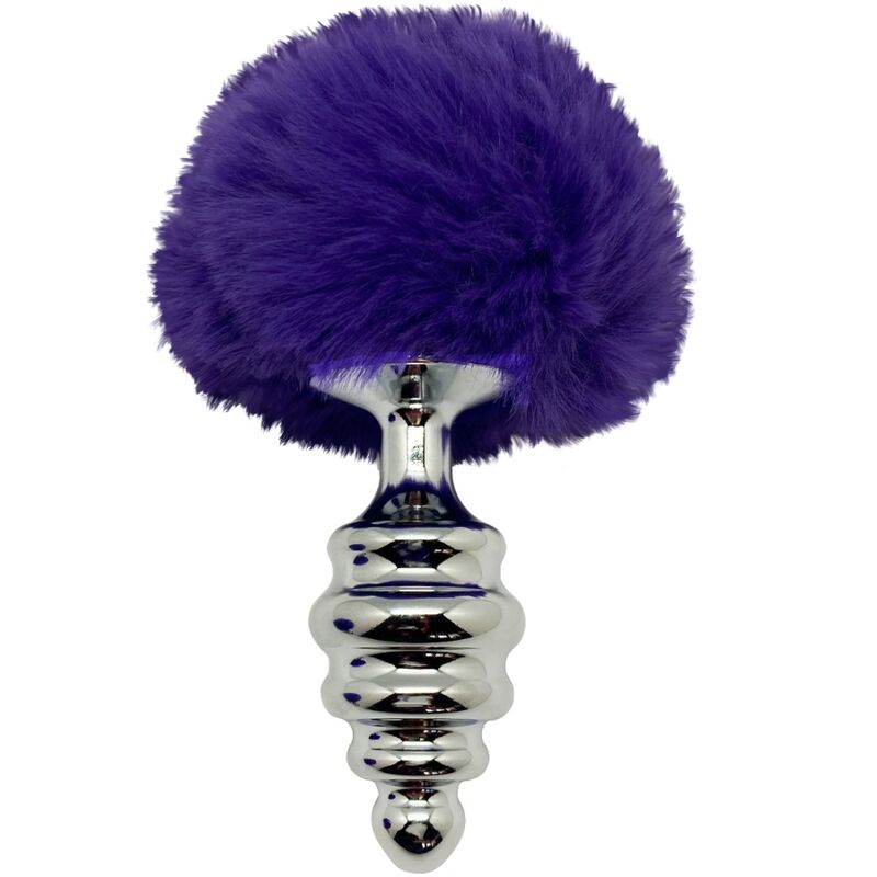 Plug Anal Métal Spirale Pompon Violet