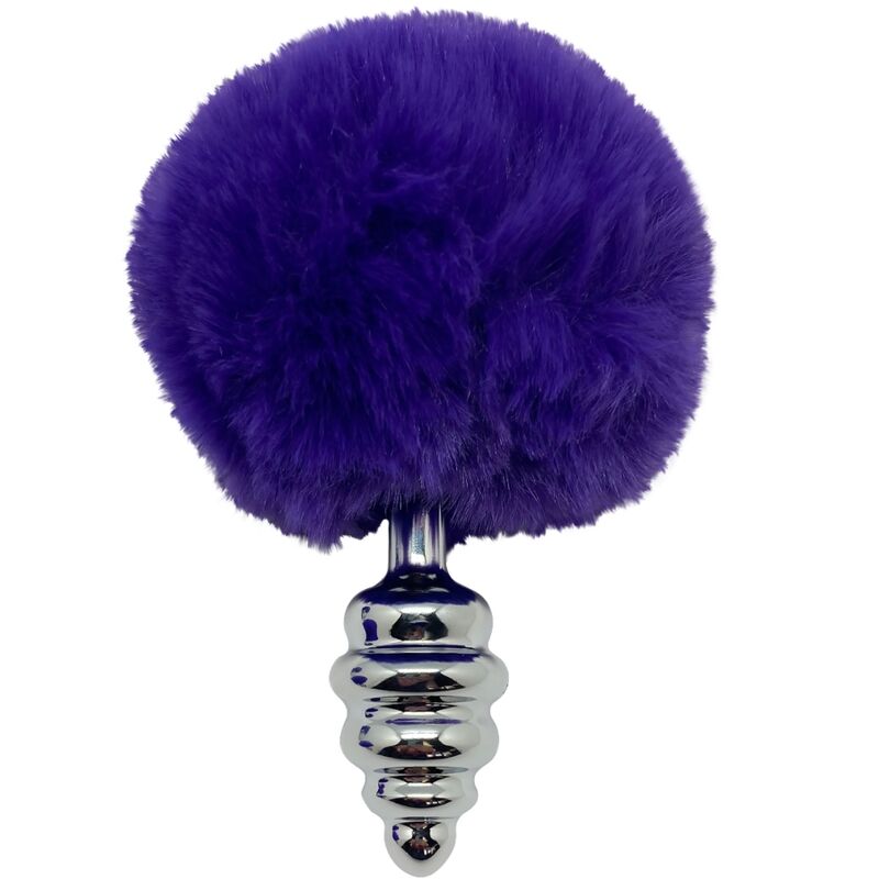 Plug Anal Métal Spirale Pompon Violet