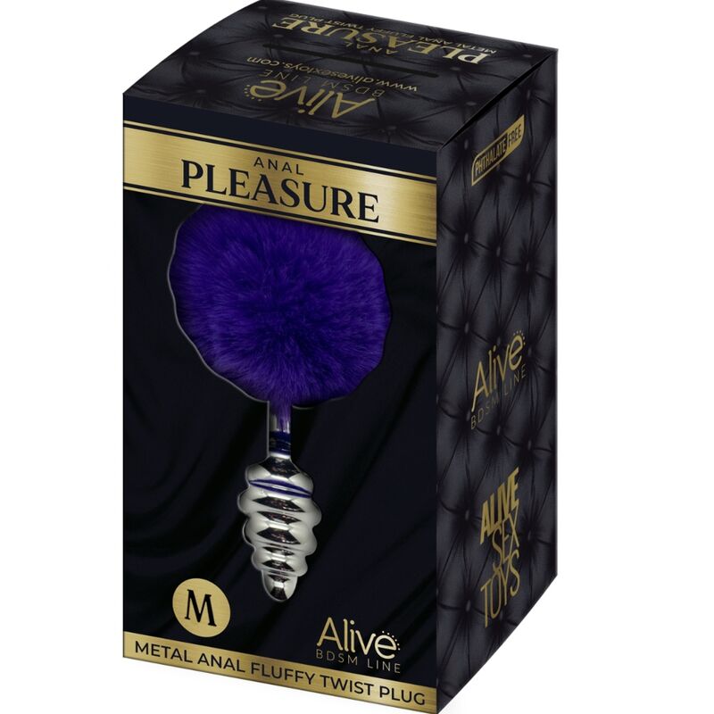 Plug Anal Métal Spirale Pompon Violet