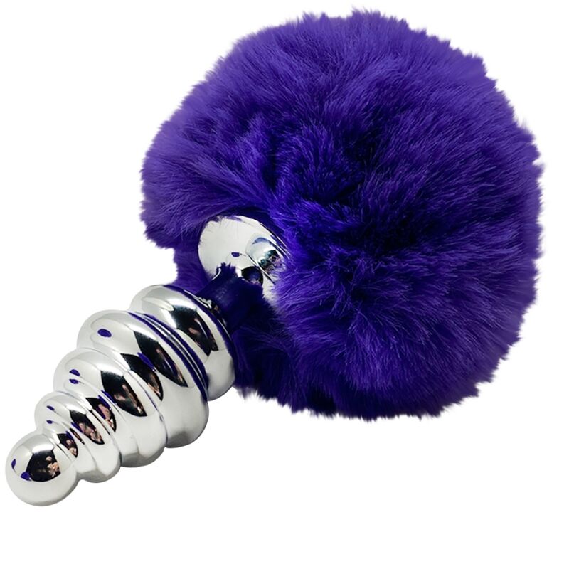 Plug Anal Métal Spirale Pompon Violet