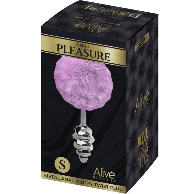 Plug Anal Métallique Spirale Pompon Violet