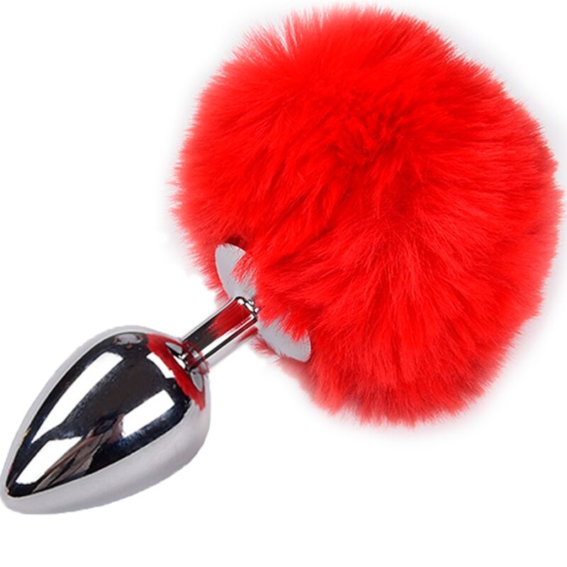 Plug Anal Métal Avec Pompon Rouge