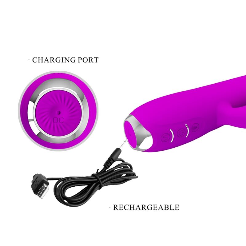 Vibromasseur Rabbit Silicone Violet Rechargeable