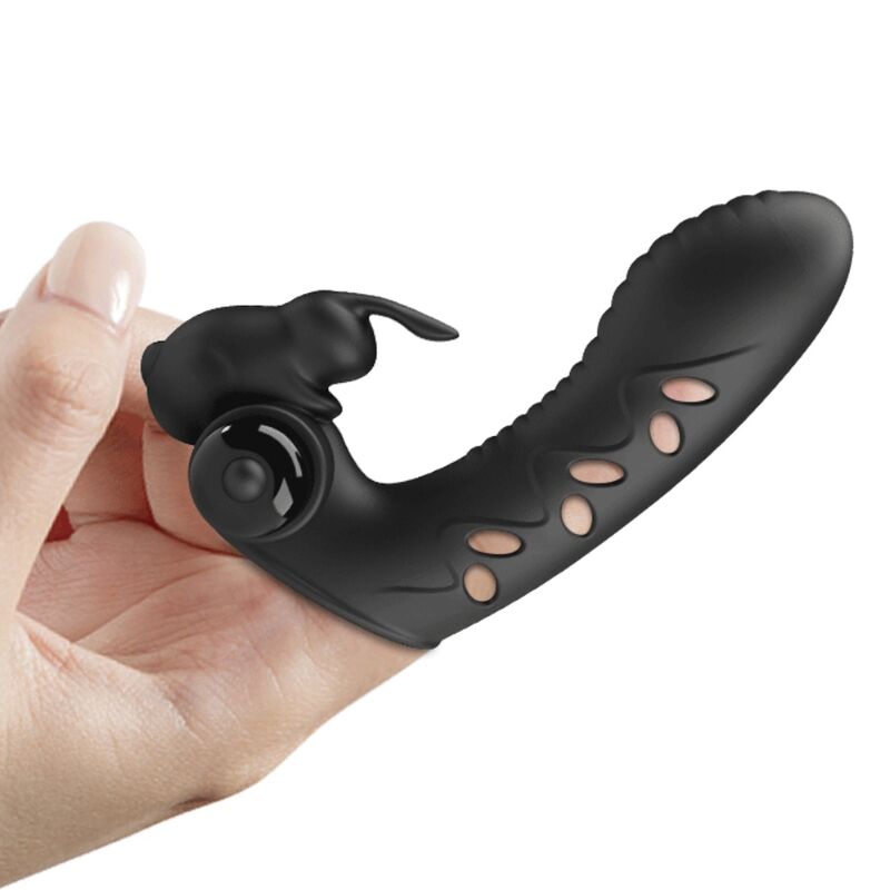 Vibromasseur Lapin Silicone Noir 10 Vibrations