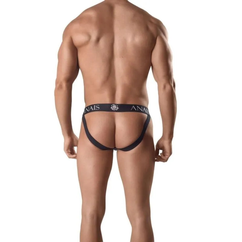 Jockstrap noir en maille Anais Men, coupe audacieuse, fesses exposées, ajustement parfait, vue arrière.
