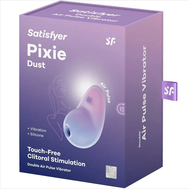 Vibromasseur sans contact Satisfyer Pixie Dust Lilas Air Plus stimulation clitoridienne innovante 11 programmes pression 12 vibrations silicone médicaux sécurisé discrétion