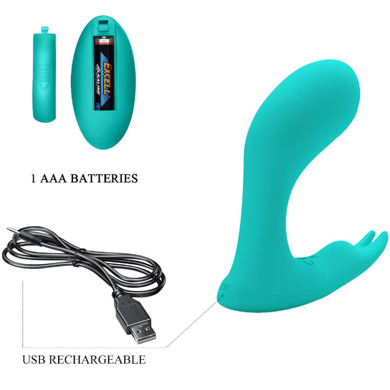 Vibromasseur Silicone Bleu Télécommandé Rechargeable