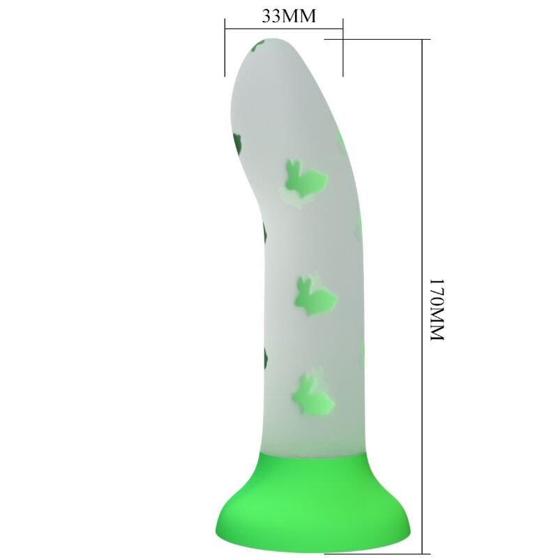 Gode Lumineux En Silicone Vert Avec Ventouse