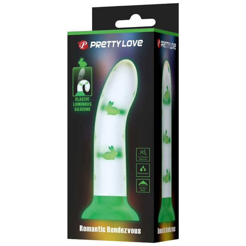 Gode Lumineux En Silicone Vert Avec Ventouse