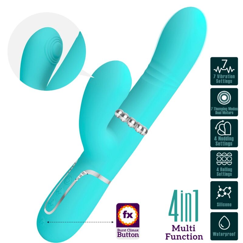 Vibromasseur Rabbit Vert Aqua Silicone Multifonctions