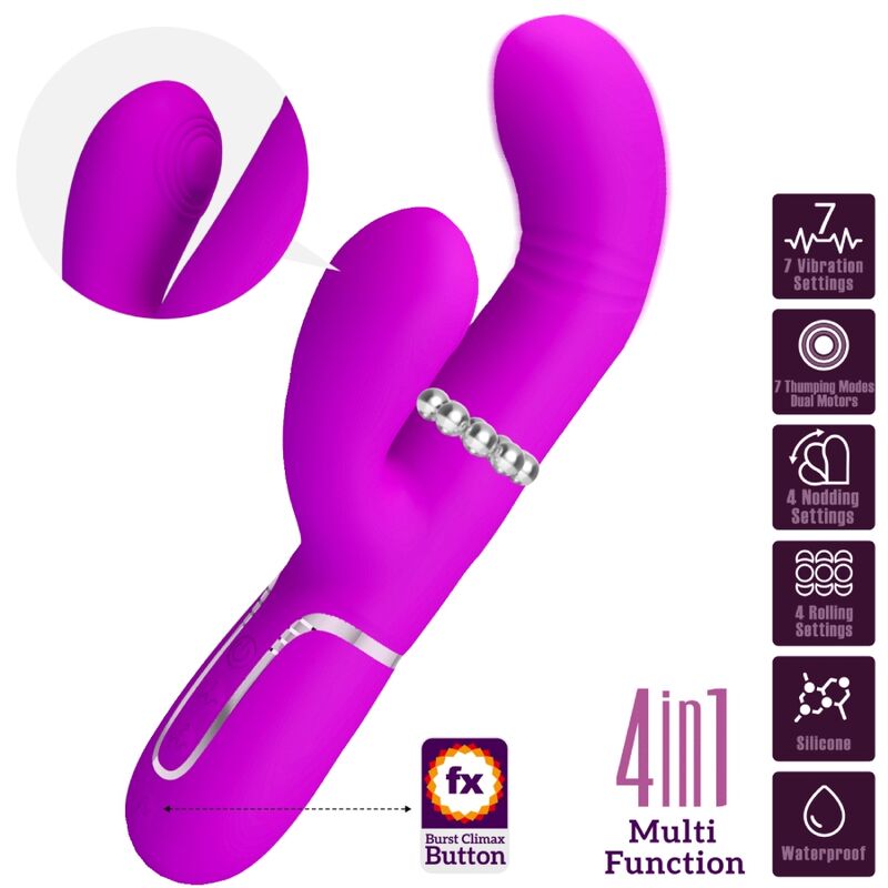 Vibromasseur Lapin Multifonction Fuchsia Silicone