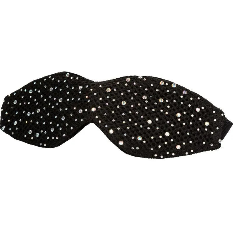 Masque pour les yeux en strass noir, doublure douce, design incurvé, obscurité totale, augmente sensibilité et excitation.