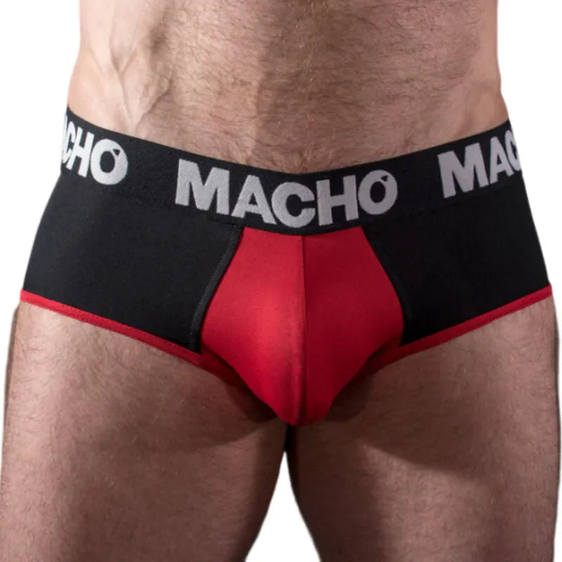 Slip homme respirant lycra bleu avec coupelle rehaussement MACHO