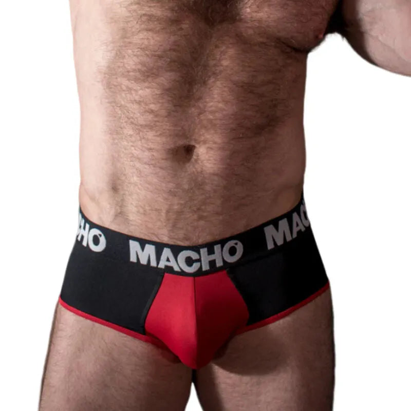 Slip homme respirant lycra bleu avec coupelle rehaussement MACHO