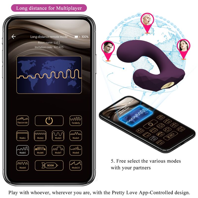 Vibromasseur Couple Silicone Violet Connecté