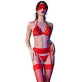 Ensemble lingerie quatre pièces rouge noir sensuel érotique Chilirose
