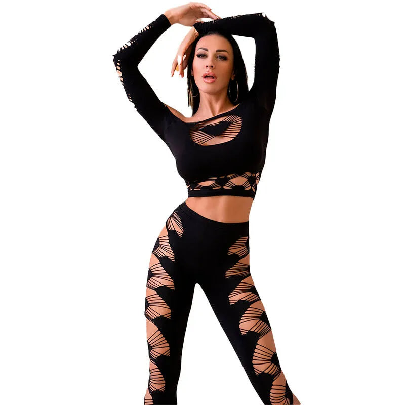 CHILIROSE - CR 4436 TOP & LEGGINS NOIR