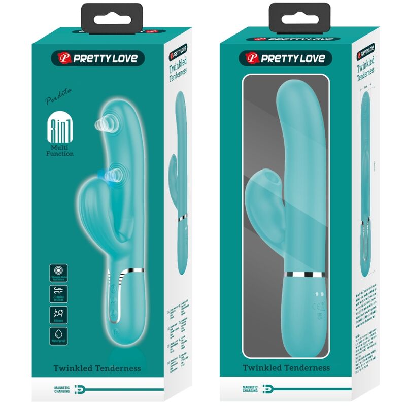 Vibromasseur Rabbit Silicone Vert Aqua Étanche