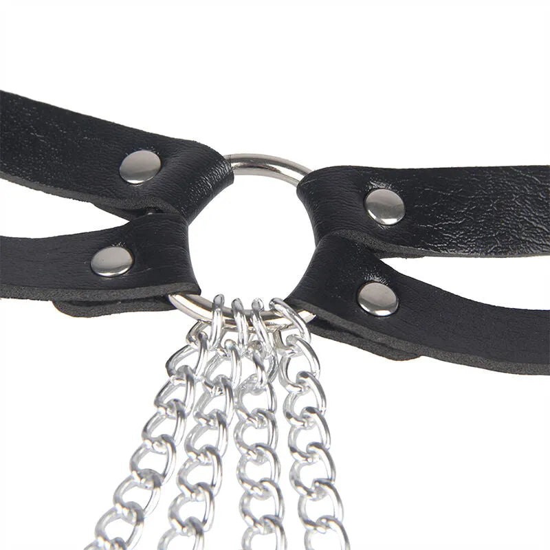 SUBBLIME - CHAINE BAGUE CUIR CEINTURE NOIR