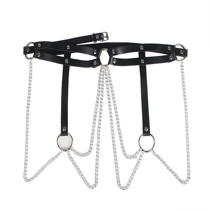 SUBBLIME - CHAINE BAGUE CUIR CEINTURE NOIR