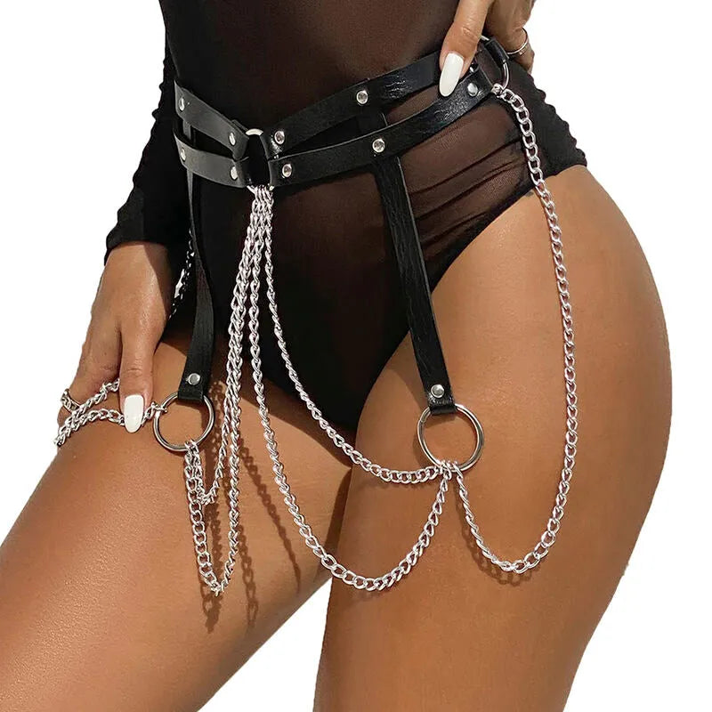 SUBBLIME - CHAINE BAGUE CUIR CEINTURE NOIR