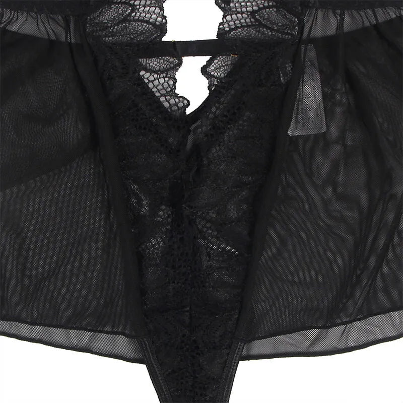 lingerie sexy dentelle noire dos nu matière confortable pour femmes séduisantes