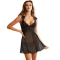 SUBBLIME - TISSU TULLE BABYDOLL AVEC DENTELLE ET DÉTAIL FLEUR NOIR