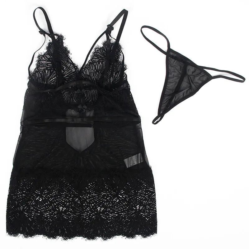 SUBBLIME - BABYDOLL  BRETELLES EN DENTELLE RÉGLABLES NOIR