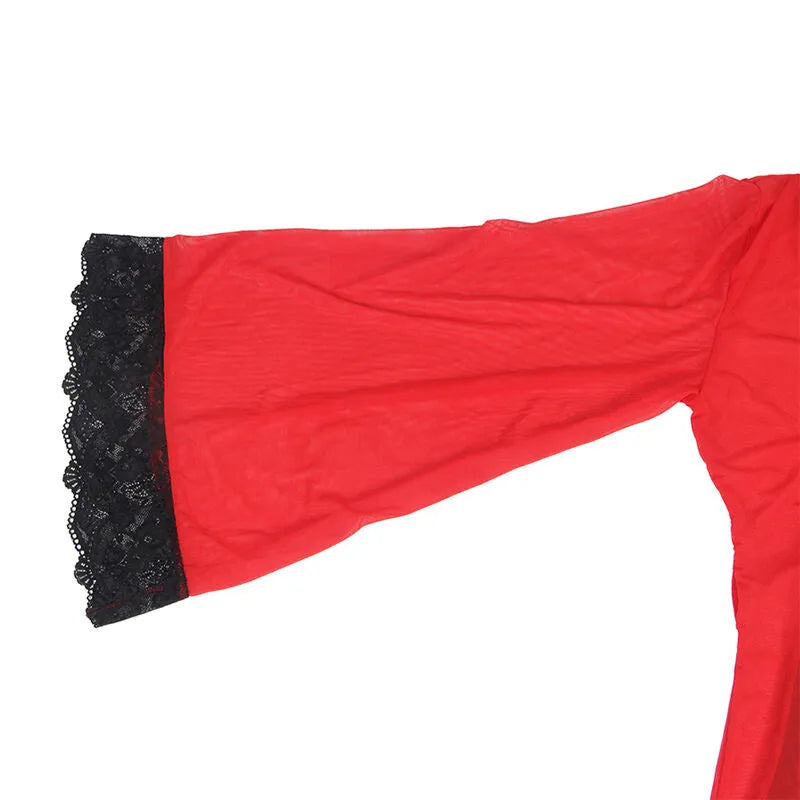 SUBBLIME - ROBE EN TISSU TRANSPARENT DÉTAIL DENTELLE ROUGE