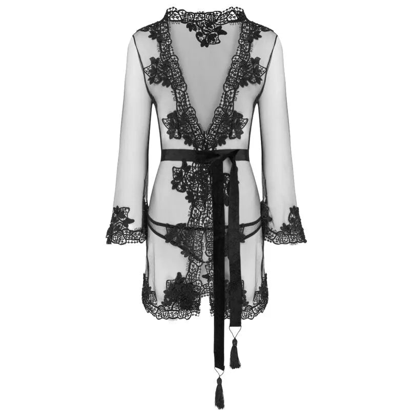 LIVCO CORSETTI FASHION - ROBE DE CHAMBRE + CULOTTE HERINA LC XG056 NOIR