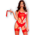CHILIROSE - CR 4625 ENSEMBLE QUATRE PIÈCES SANS CROTCHLESS ROUGE
