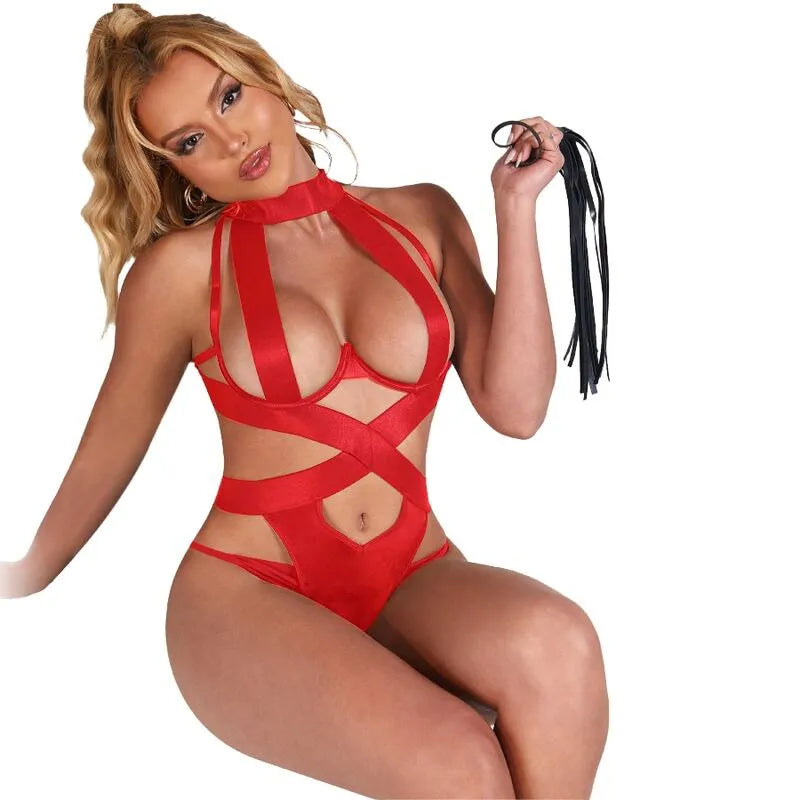 SUBBLIME - BODY LICOL SEXY AVEC HARNAIS ROUGE