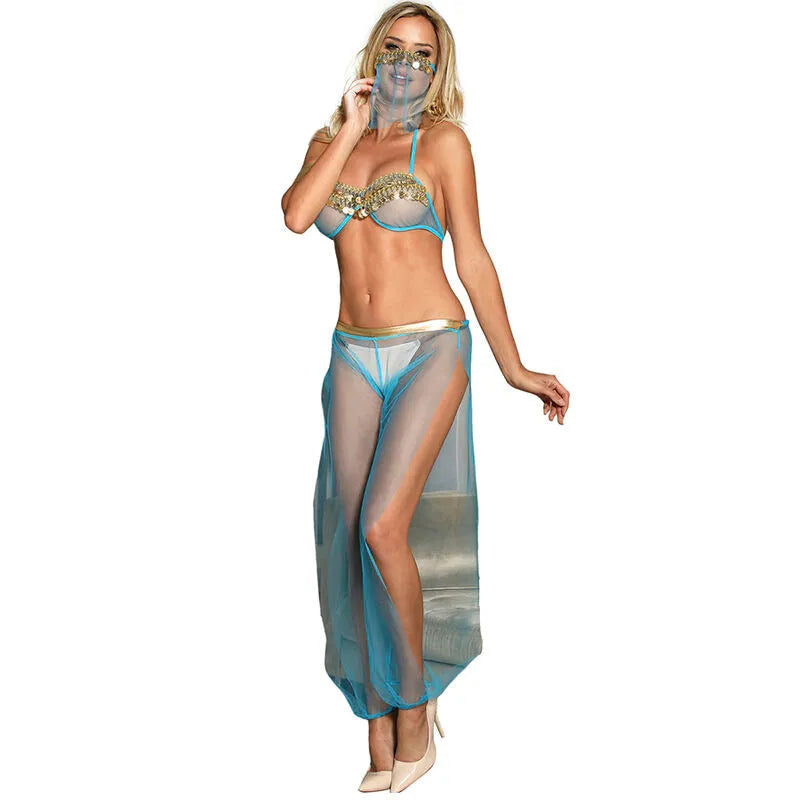 SUBBLIME - ENSEMBLE LINGERIE BLEU STYLE INDIEN