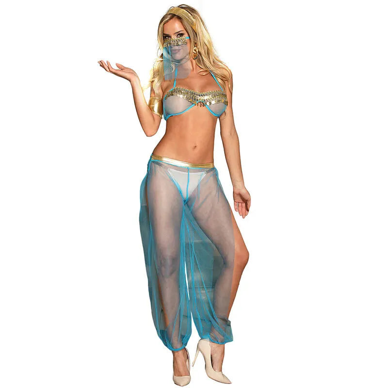 SUBBLIME - ENSEMBLE LINGERIE BLEU STYLE INDIEN