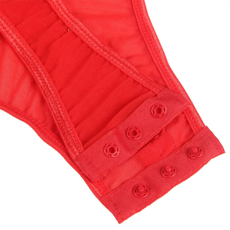 SUBBLIME - TEDDY AVEC JARRETIÈRE DÉTAIL POITRINE ROUGE