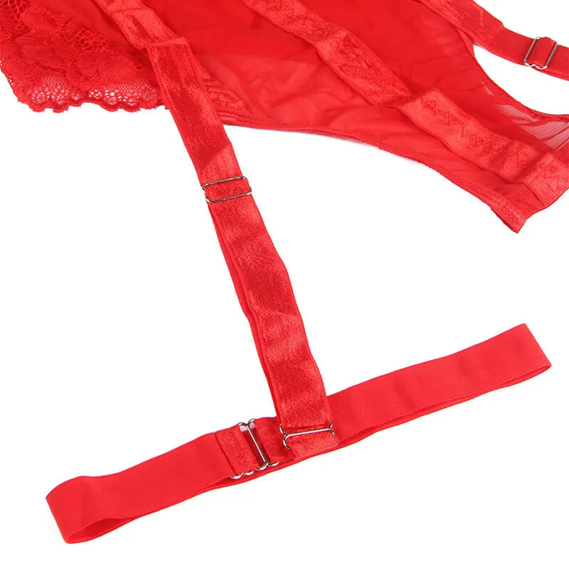 SUBBLIME - TEDDY AVEC JARRETIÈRE DÉTAIL POITRINE ROUGE