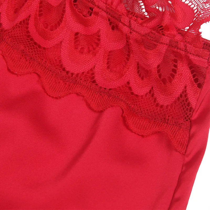 SUBBLIME - BABYDOLL EN SATIN AVEC DENTELLE ROUGE