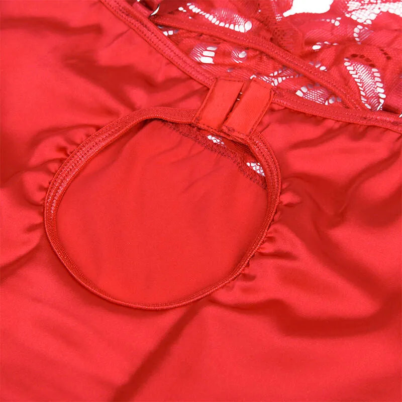 SUBBLIME - BABYDOLL EN SATIN AVEC DENTELLE ROUGE