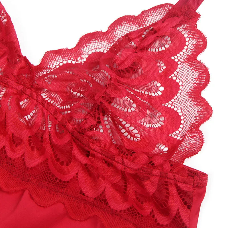 SUBBLIME - BABYDOLL EN SATIN AVEC DENTELLE ROUGE
