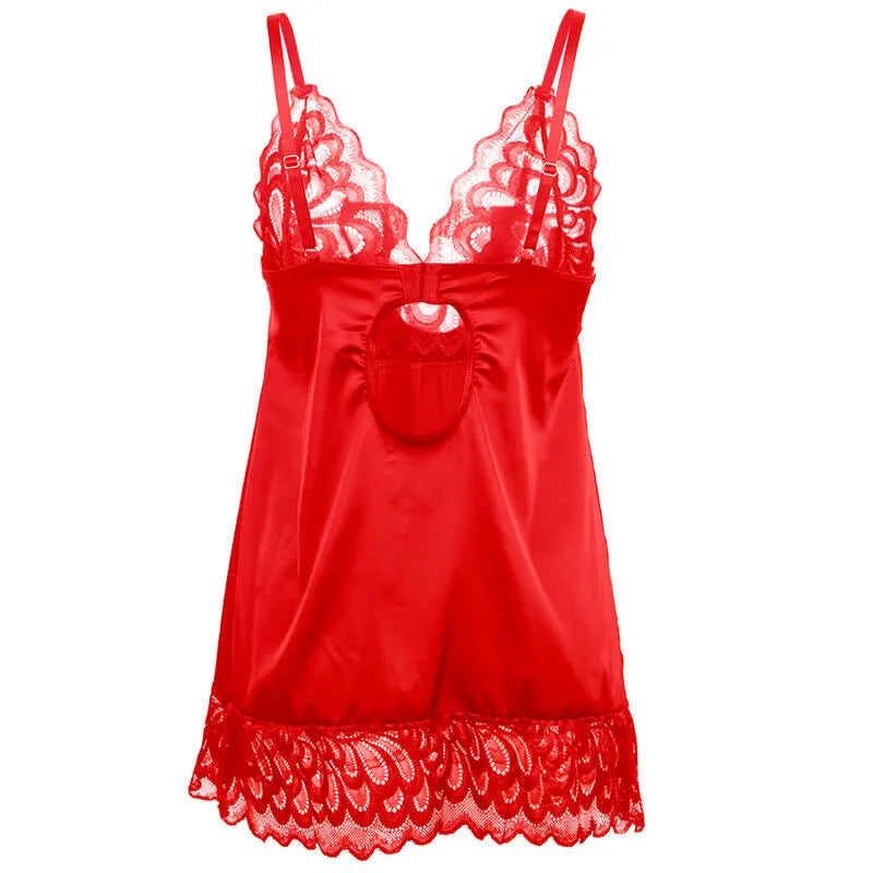 SUBBLIME - BABYDOLL EN SATIN AVEC DENTELLE ROUGE