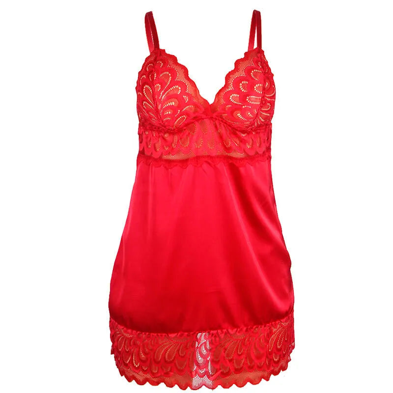 SUBBLIME - BABYDOLL EN SATIN AVEC DENTELLE ROUGE