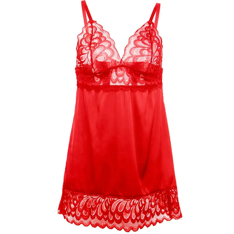SUBBLIME - BABYDOLL EN SATIN AVEC DENTELLE ROUGE