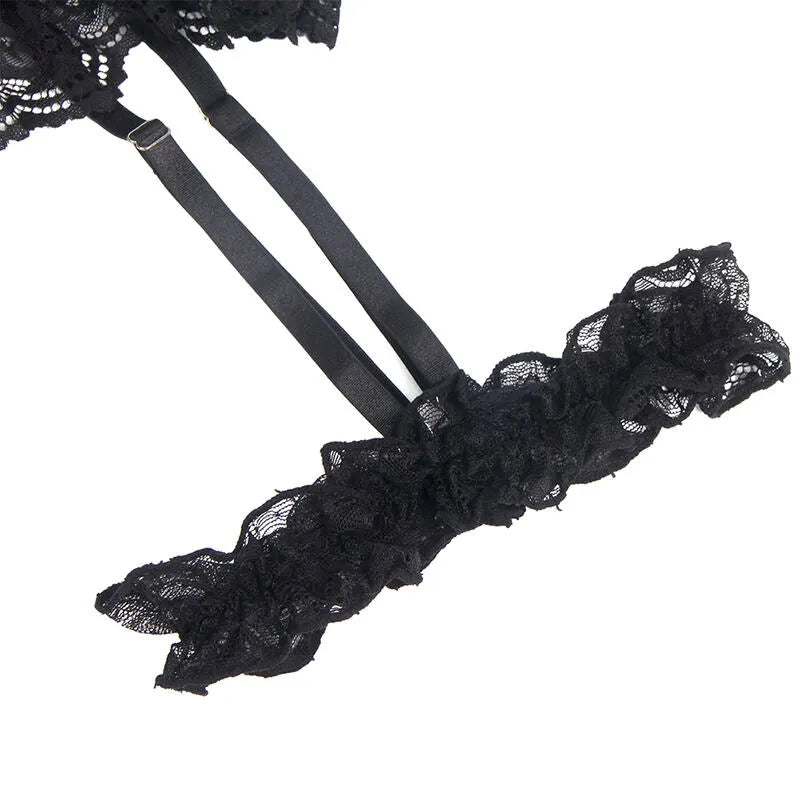 Teddy sexy dentelle slim jarretière anneaux jambe Subblime noir élégant