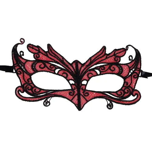 QUEEN LINGERIE - MASQUE EN DENTELLE DÉTAILS ROUGES