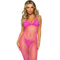 LEG AVENUE - ROBE LONGUE FILET FUCHSIA